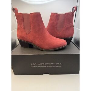 Vionic Roseland Suede Ankle Boots Shiraz Burgundy A614301IZ5283 Womens 7.5